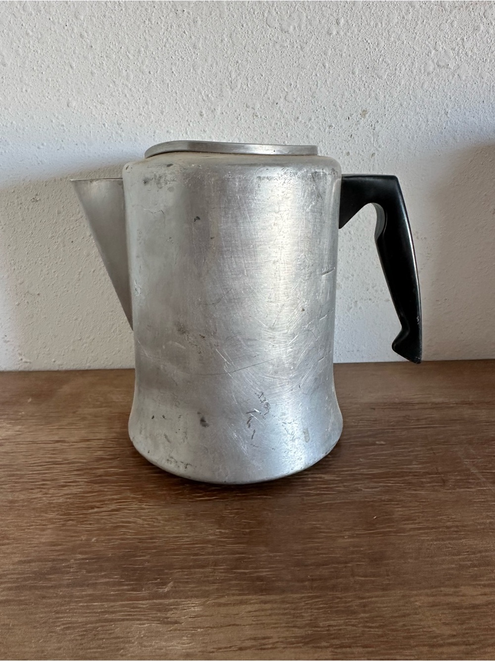 Vintage Aluminum Coffee Pot with Black Handle